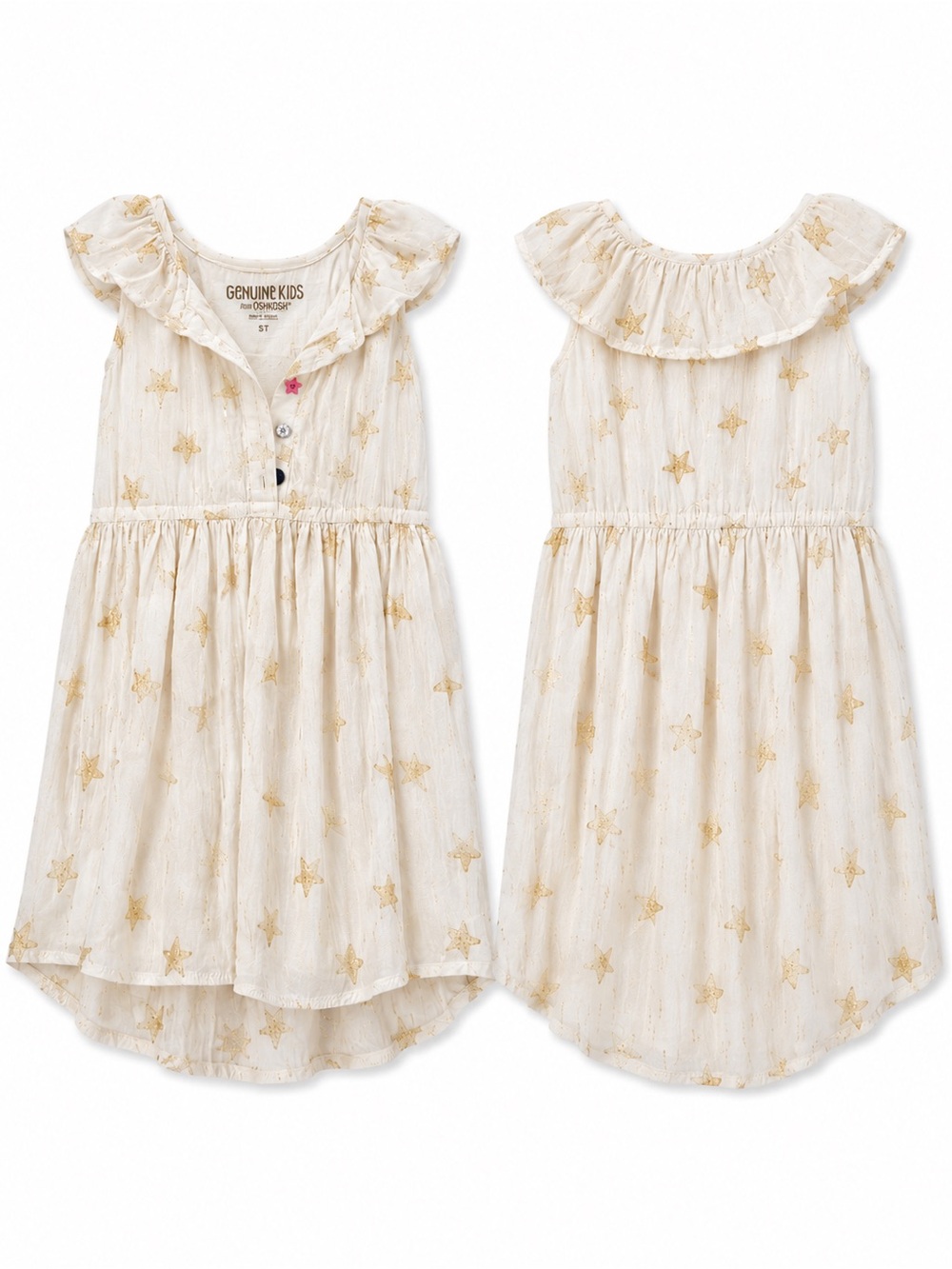 Genuine Kids Cream Star Ruffle-Trim dress for Girls